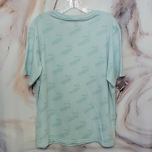 Puma Women's Size L Bust 44 Blue Crew Neck Logo Short Sleeve T-Shirt - Picture 4 of 13